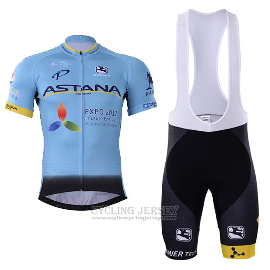 2017 Cycling Jersey Astana Blue Short Sleeve and Bib Short
